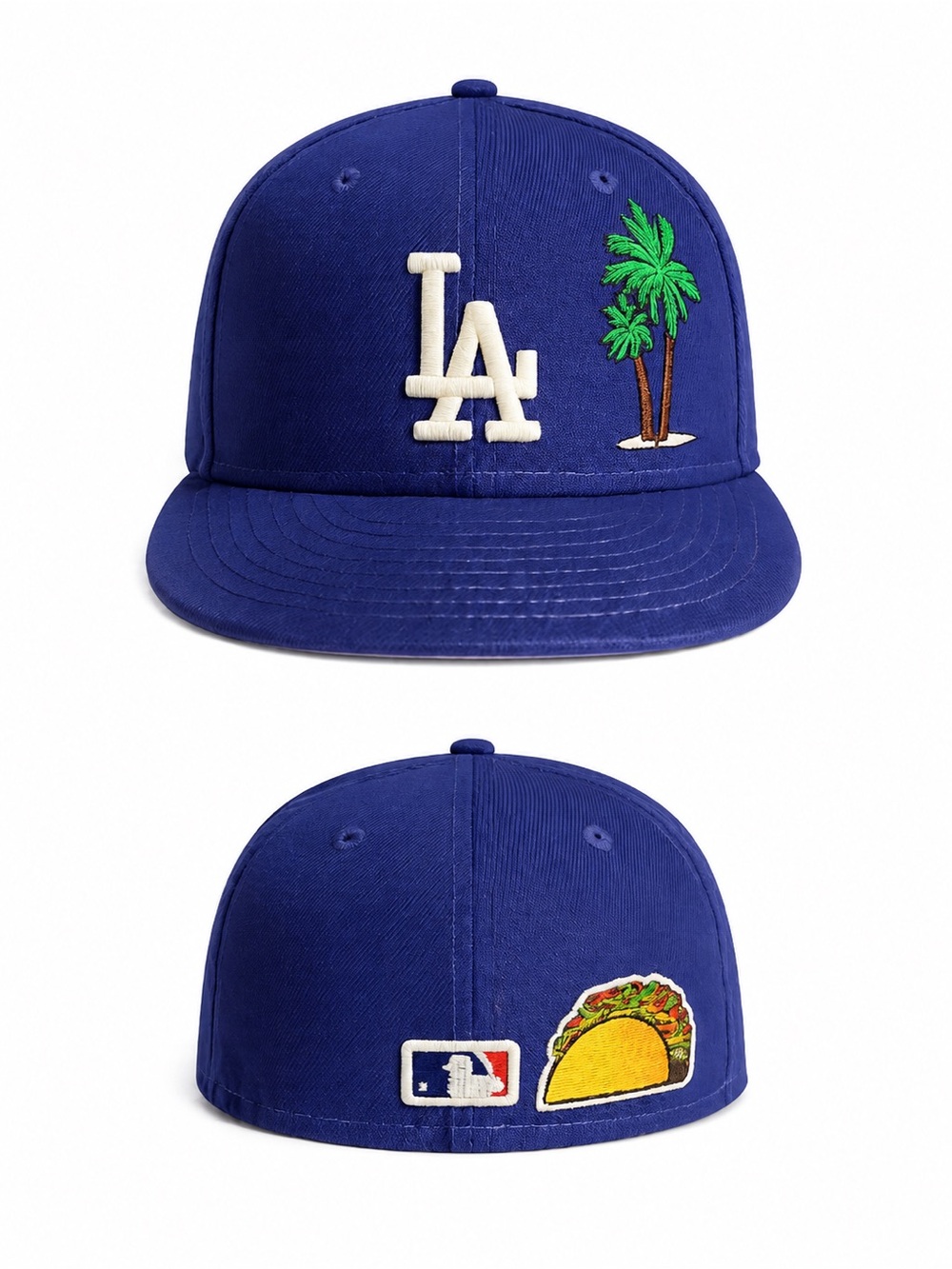 MLB Royal Blue LA Hat with Palm Tree & Taco Patch size 7 1/4 inch - Authentic